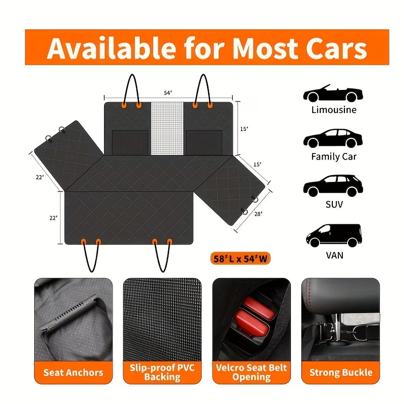 Happy Hound Travel Hard Base Dog Car Seat Cover | Waterproof Back Seat Protector for Cars, SUVs and Utes