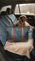 Canvas travel tote with zippered pockets